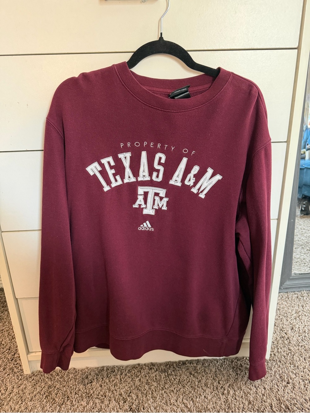 adidas Texas A&M Maroon Crewneck Sweatshirt